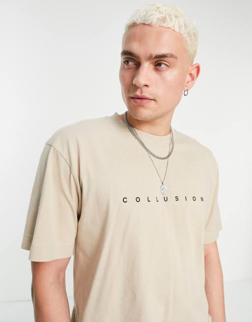 COLLUSION logo t-shirt in tan | ASOS