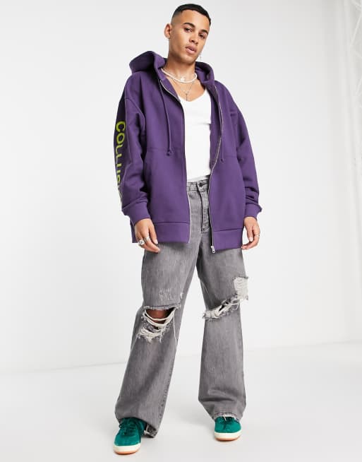 Dark purple zip up hoodie sale