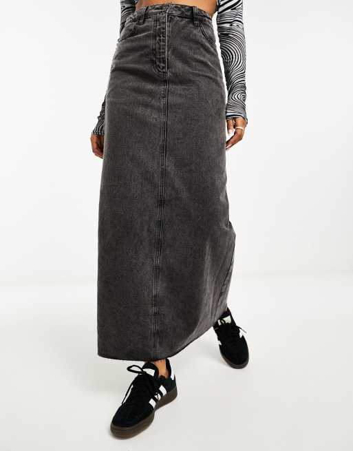 Long black shop jean maxi skirt