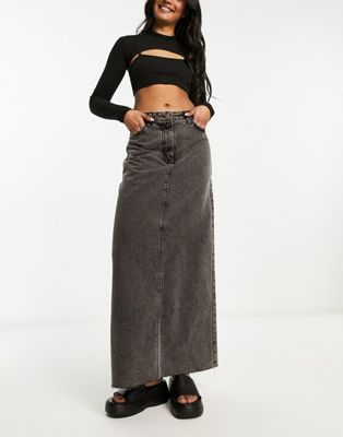 COLLUSION long maxi denim skirt in washed black - ASOS Price Checker