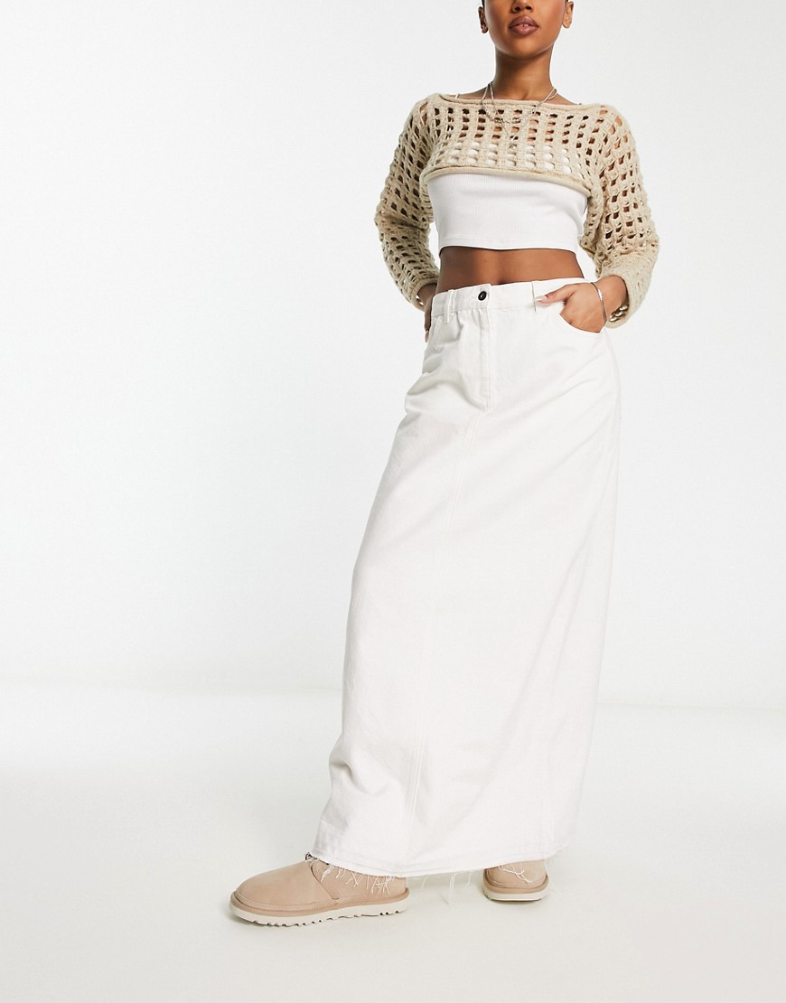 COLLUSION long maxi denim skirt in white