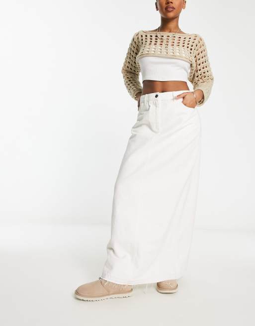 White high waisted maxi hot sale skirt