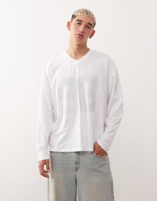 Collusion Long Sleeve Airtex Jersey In White