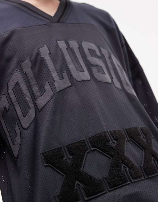 COLLUSION long sleeve athletic jersey in black, 3 of 5