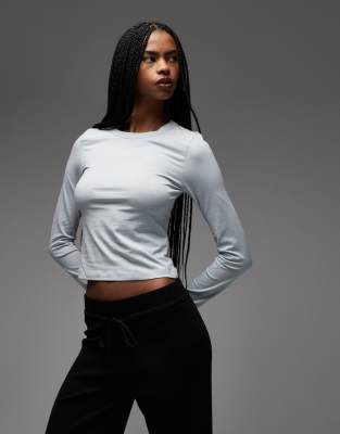 Collusion Long Sleeve Baby Tee In Blue