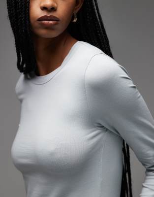 Collusion Long Sleeve Baby Tee In Blue