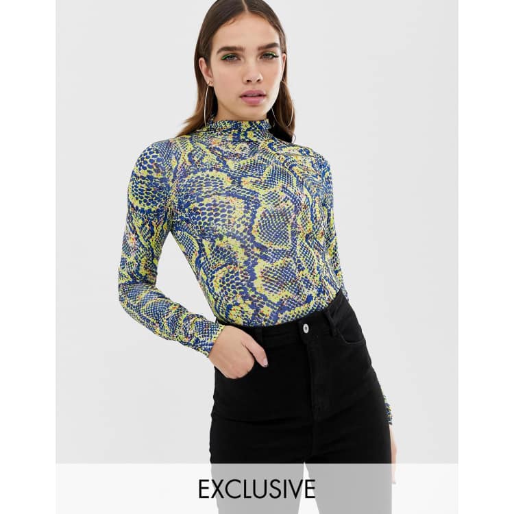 Yellow snake hot sale print top