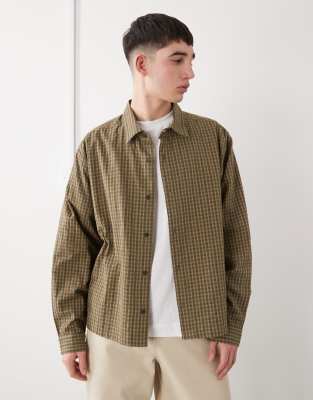 Collusion Long Sleeve Boxy Shirt In Green