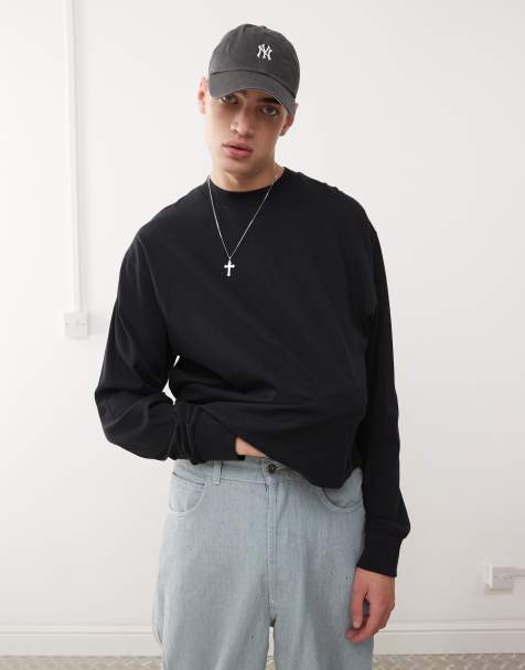 COLLUSION long sleeve boxy t-shirt in black - view 1