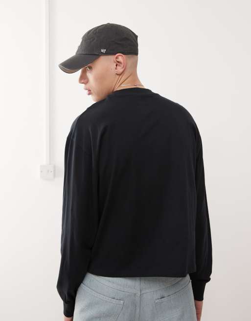 COLLUSION long sleeve boxy t-shirt in black