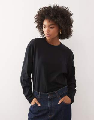 Collusion Long Sleeve Boxy T-shirt In Black