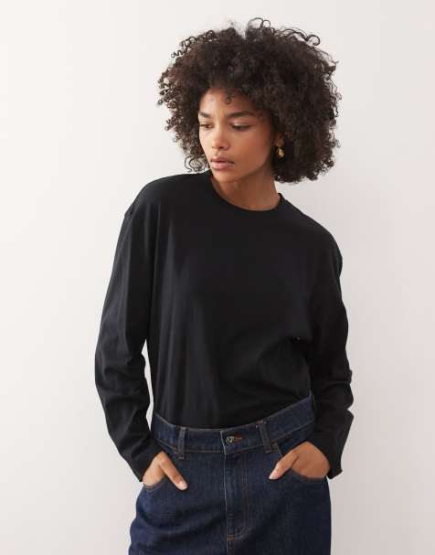 COLLUSION long sleeve boxy t-shirt in black - view 1