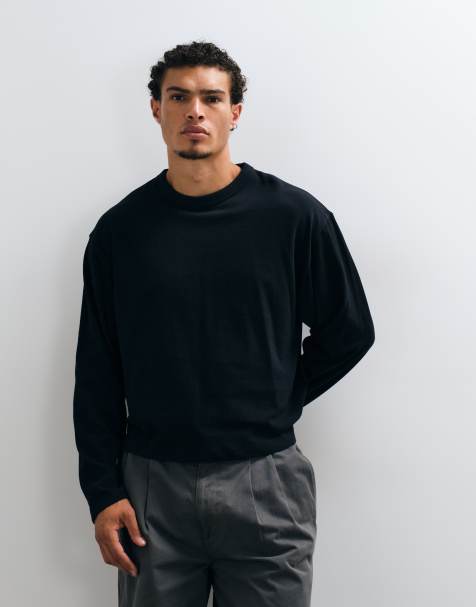COLLUSION long sleeve boxy t-shirt in black - view 1