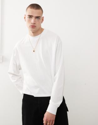 long sleeve boxy t-shirt in white