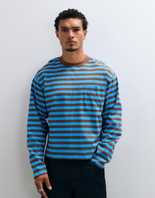 Collusion Long Sleeve Boxy Tee In Blue