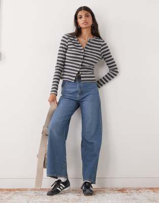 Collusion Long Sleeve Cardigan In Multi