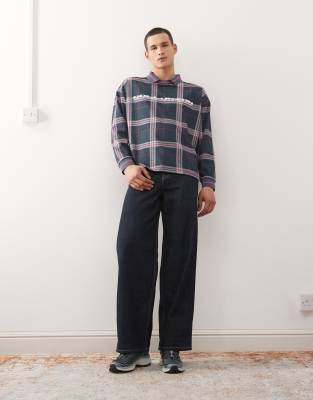 Collusion Long Sleeve Check Soccer Top In Blue