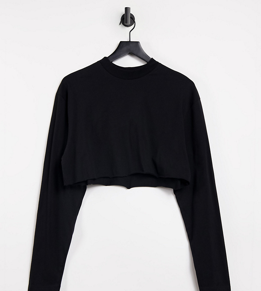 COLLUSION long sleeve crop t-shirt in black