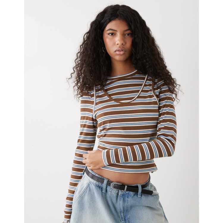 COLLUSION Long sleeve double layer striped top | ASOS