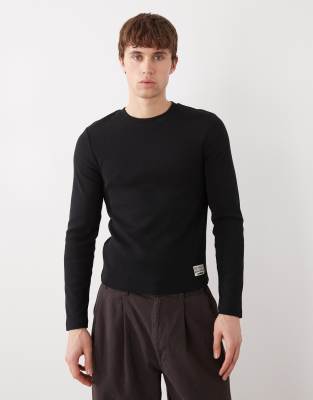 Collusion Long Sleeve Fitted Ribbed Top In Multi