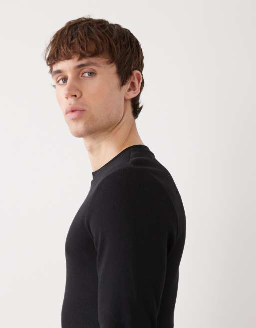 COLLUSION long sleeve fitted ribbed top in black, 4 of 5