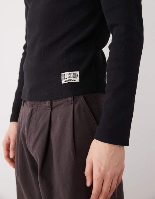 COLLUSION long sleeve fitted ribbed top in black, 5 of 5