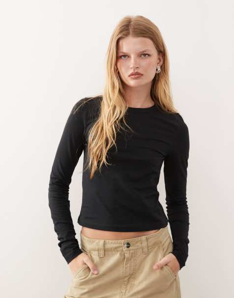 COLLUSION long sleeve fitted t-shirt in black - view 1