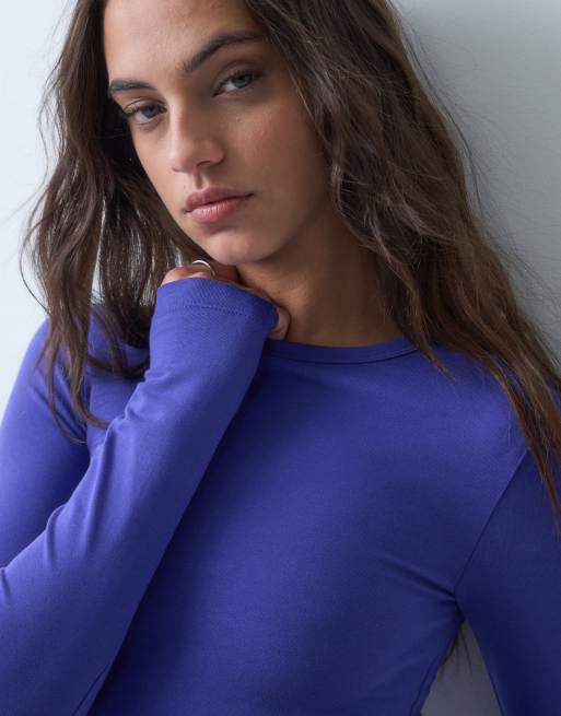 COLLUSION long sleeve fitted t-shirt in blue, 3 of 5