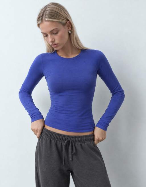 COLLUSION long sleeve fitted t-shirt in blue, 6 of 10