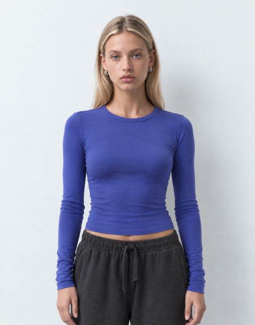 COLLUSION long sleeve fitted t-shirt in blue, 7 of 10
