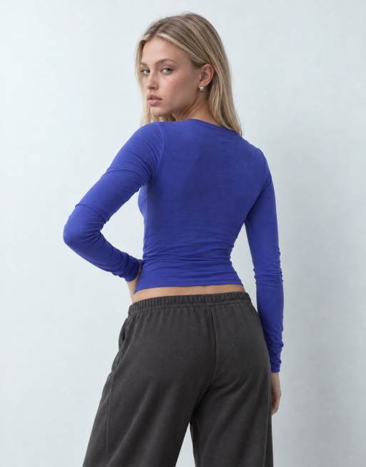 COLLUSION long sleeve fitted t-shirt in blue, 9 of 10