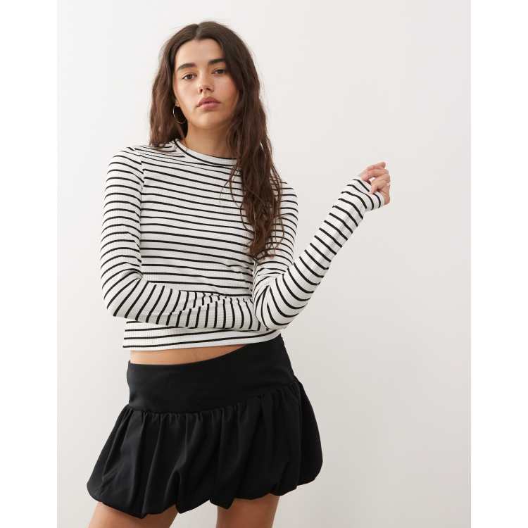 COLLUSION long sleeve fitted T-shirt in mono stripe | ASOS