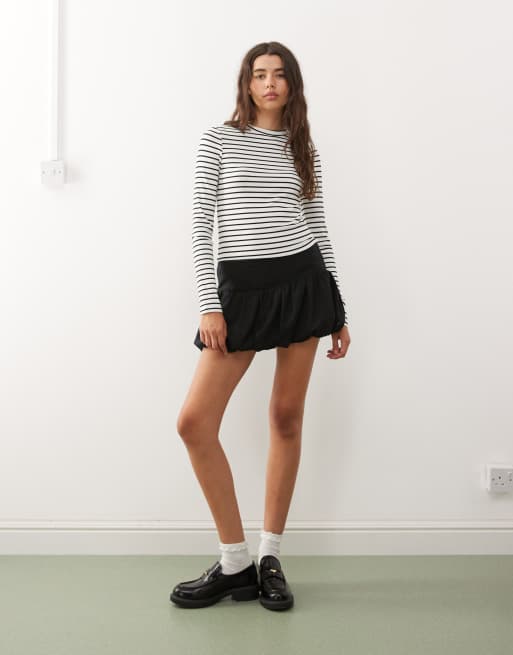 COLLUSION long sleeve fitted T-shirt in mono stripe
