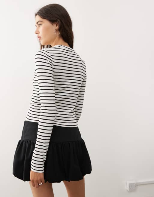 COLLUSION long sleeve fitted T-shirt in mono stripe