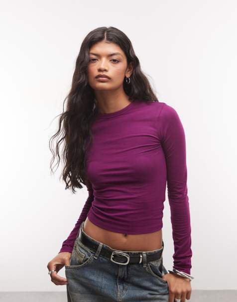 COLLUSION long sleeve fitted t-shirt in purple - view 1