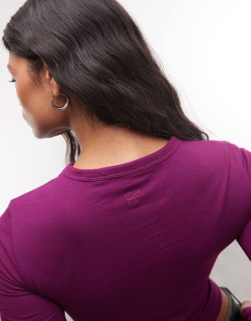 COLLUSION long sleeve fitted t-shirt in purple, 4 of 4