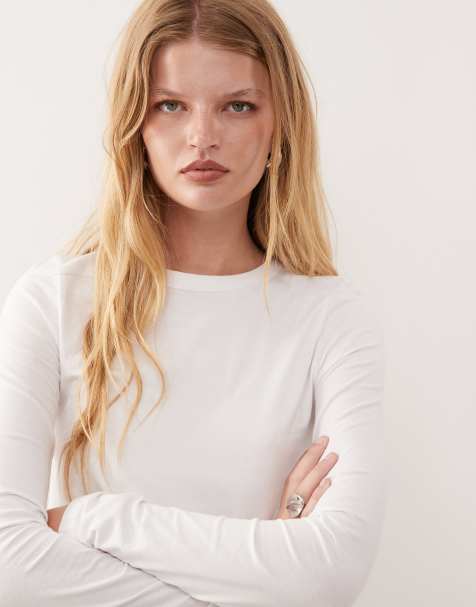COLLUSION long sleeve fitted t-shirt in white - view 1