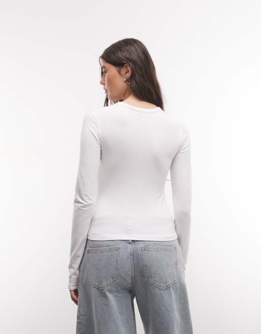 COLLUSION long sleeve fitted t-shirt in white, 4 of 4