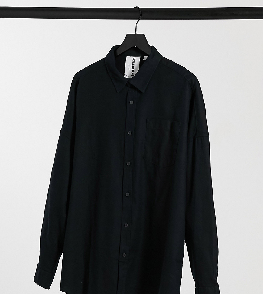 COLLUSION long sleeve flannel shirt in washed black
