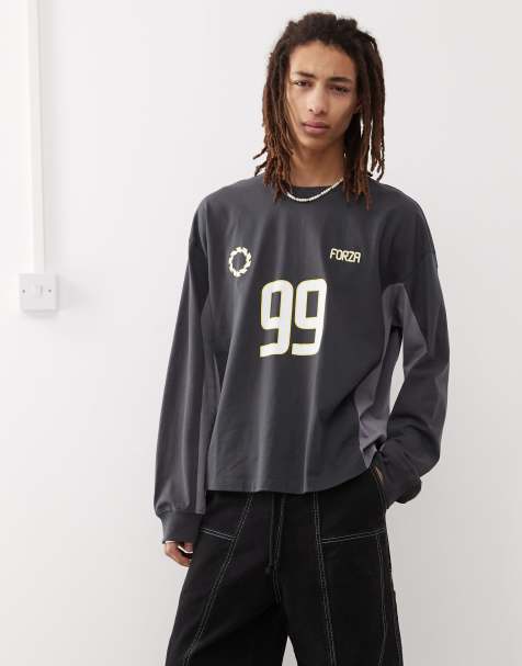 COLLUSION Long sleeve football t-shirt in black