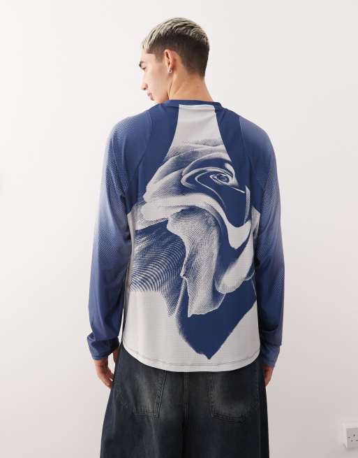 COLLUSION Long sleeve football t-shirt in navy blue, 3 of 5