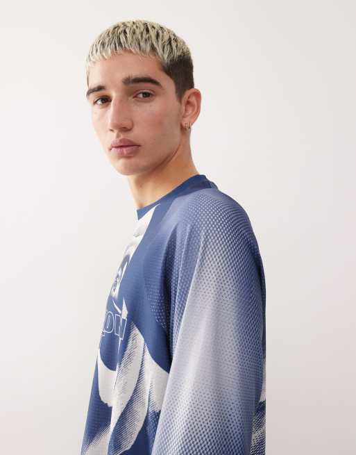 COLLUSION Long sleeve football t-shirt in navy blue, 4 of 5