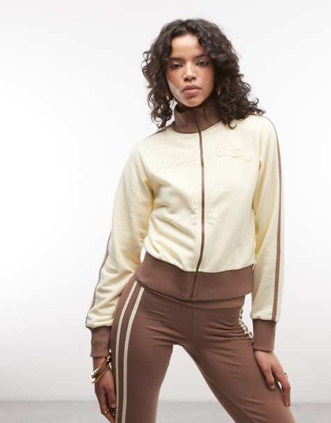 COLLUSION long sleeve funnel neck applique zip through track top co-ord in yellow - view 1