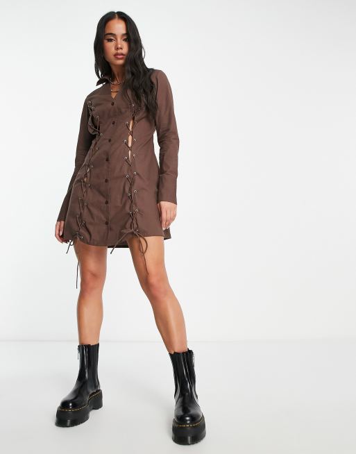 Long sleeve 2024 lace up dress