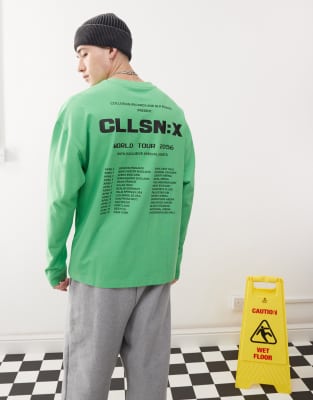 Collusion Long Sleeve Logo Tour Graphic T-shirt In Green