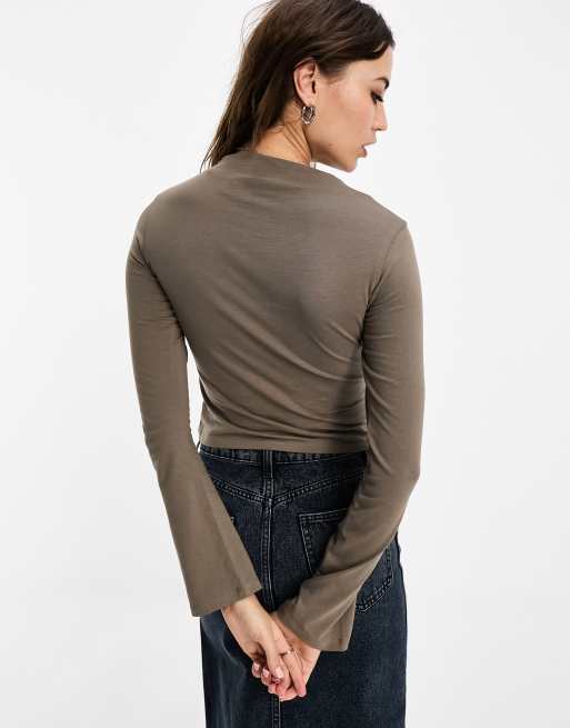 Gray mock neck store top