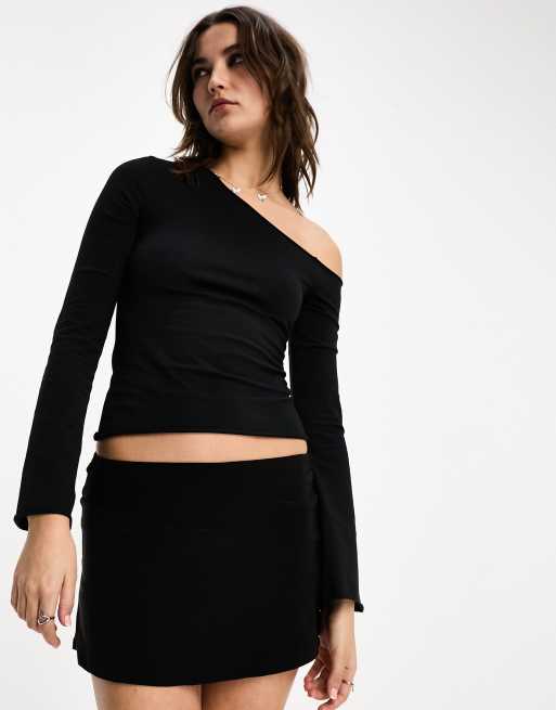 COLLUSION long sleeve one shoulder top in black | ASOS