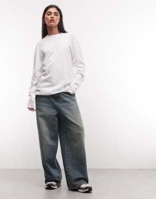 Collusion Long Sleeve Oversized T-shirt In White