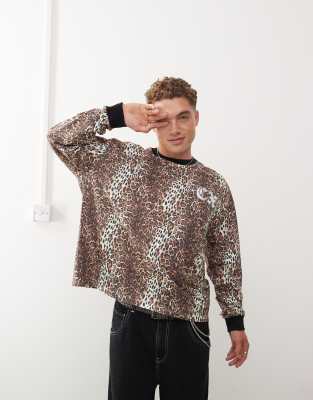 Collusion Long Sleeve Oversized T-shirt With Graphics In Multi