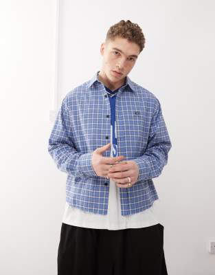 long sleeve plaid shirt in blue